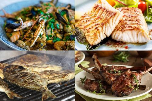 a collage of pictures of different types of food at La Coccinella in Graniti