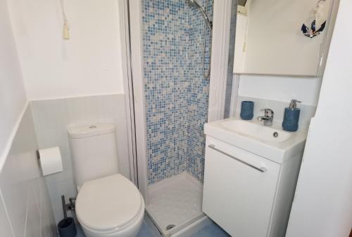 カターニアにあるLuxury Sisters House "Le Ancore"の小さなバスルーム(トイレ、シャワー付)