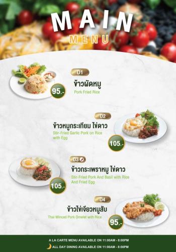 a menu for a restaurant with different types of food at The Bihai Hua Hin in Hua Hin