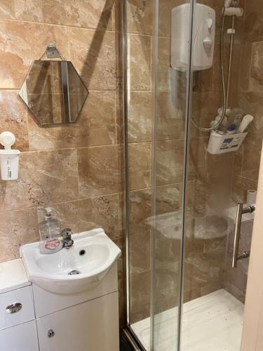 a bathroom with a shower and a sink at Dream private ensuite apartment in Solihull close to Birmingham airport-city centre and NEC in Birmingham