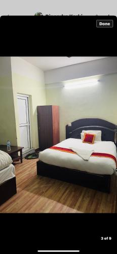 1 dormitorio con 1 cama grande en una habitación en Global hotel en Katmandú