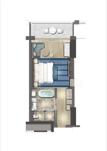 a floor plan of a condo with a pool at City of Dreams Mediterranean - Integrated Resort, Casino & Entertainment in Limassol