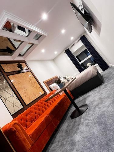 an overhead view of a living room with a couch at 53 Luxury Rooms in Maynooth