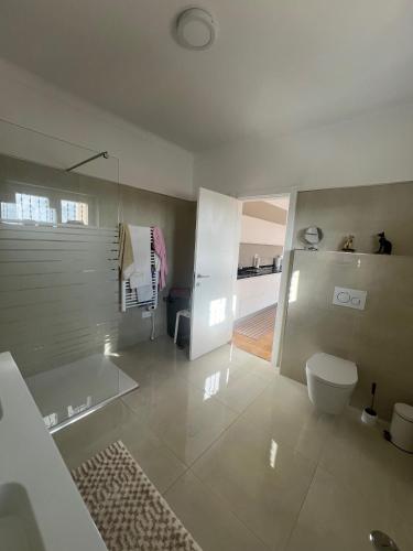 a bathroom with a toilet and a bath tub at Casa Amar in Loulé