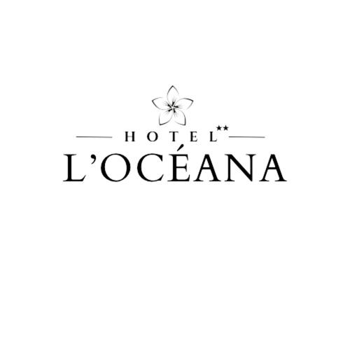 a sign for a hotel locgana with a flower at LOGIS HOTELS - Hôtel et Restaurant L'Océana in Lanton
