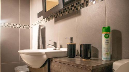 a bathroom with a sink and a toilet at Leipoldt Self-Catering Apartment in Secunda