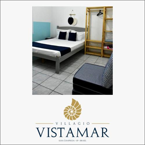 a bedroom with a bed and a sign that says vashkan at Villagio Vistamar Ilha Comprida in Ilha Comprida