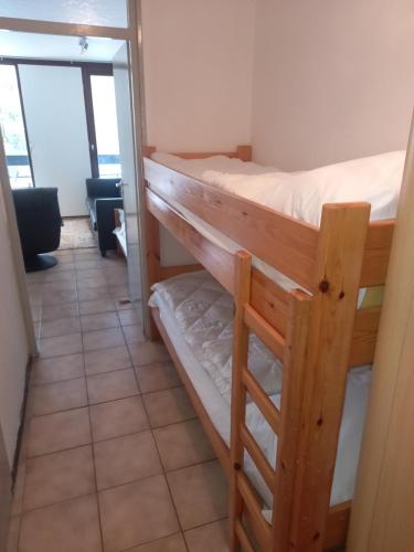 1 Schlafzimmer mit 2 Etagenbetten in einem Zimmer in der Unterkunft Ap22 Nature Ardennes Economy class apartment in La Calamine