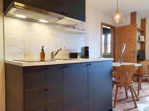 cocina con fregadero y encimera en Gruberwirt Apartment mit 1 Schlafzimmer GW 5, en Innsbruck
