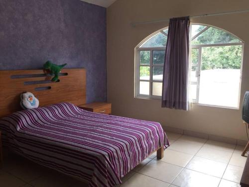 - une chambre avec un lit et une fenêtre dans l'établissement Comfortable home near to Orizaba, à Jalapilla
