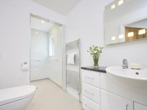 een witte badkamer met een toilet en een wastafel bij 3 Bed in Keswick SZ007 in Keswick