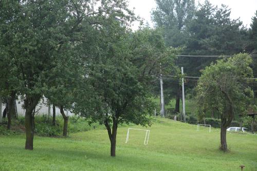 um campo com árvores e um golo de futebol em Vip Villa Jagodina em Jagodina