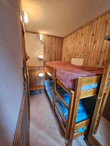 Cette petite chambre comprend des lits superposés. dans l'établissement Appartement cosy à 100m des pistes, à Modane