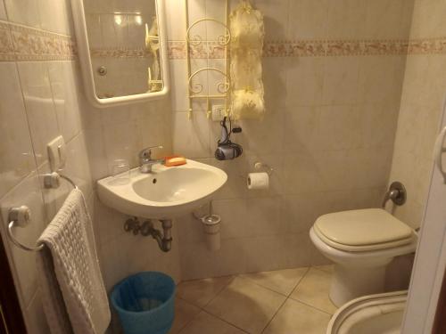 un piccolo bagno con lavandino e servizi igienici di Bed and Breakfast Loggetta a Tarquinia