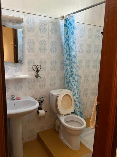 a bathroom with a toilet and a sink at Residence Saint James in Somone