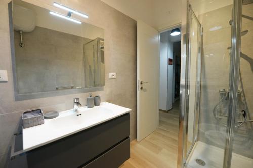 een badkamer met een wastafel en een douche bij Apartment Cinecittà in Rome