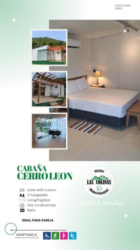 eine Collage mit Bildern eines Schlafzimmers mit einem Bett in der Unterkunft Mirador las Colinas in Paraguarí