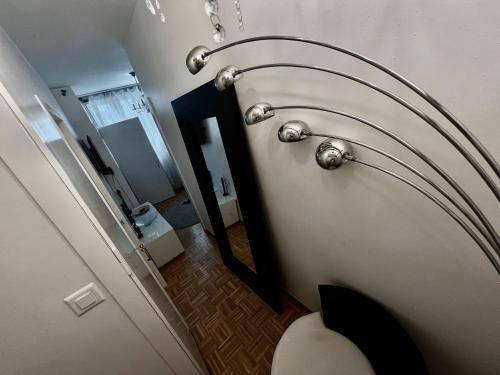 La salle de bains est pourvue de toilettes. dans l'établissement Chambre Confortable disponible à Genève, à Genève