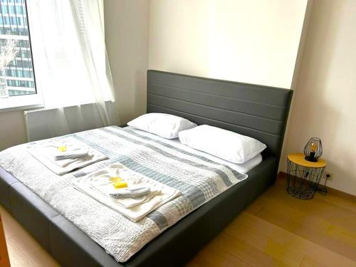 Krevet ili kreveti u jedinici u okviru objekta SKAU Panorama Family & Business Apartment City View Free Parking