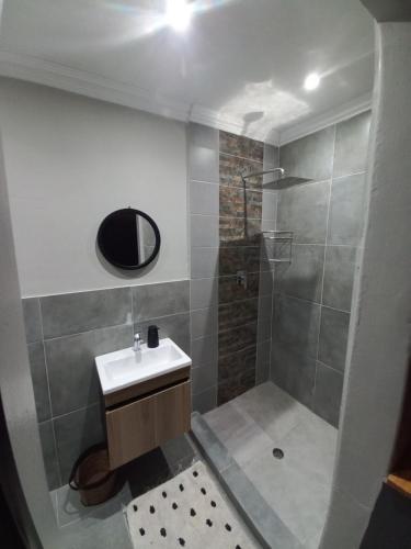 a bathroom with a sink and a shower at 284 on circular in Sunridge Park