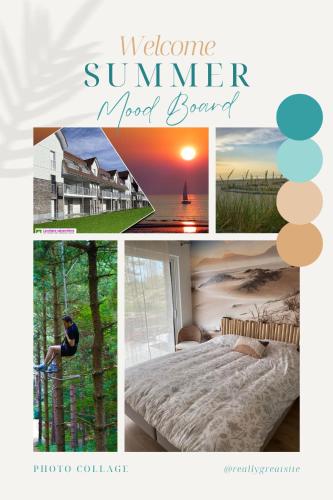 un collage de photos d'une chambre d'hôtel et d'une chambre dans l'établissement Vagues d'Opale, à Camiers