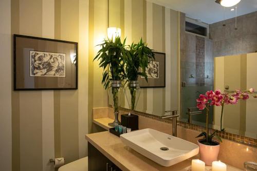 La salle de bains est pourvue d'un lavabo et d'un miroir. dans l'établissement Pinnacle Resorts, à Puerto Vallarta