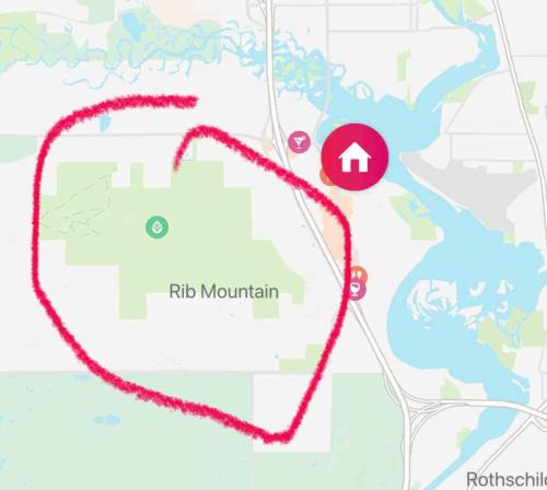 a map of the rhino mountain trail at Bliss on the Lake in Wausau
