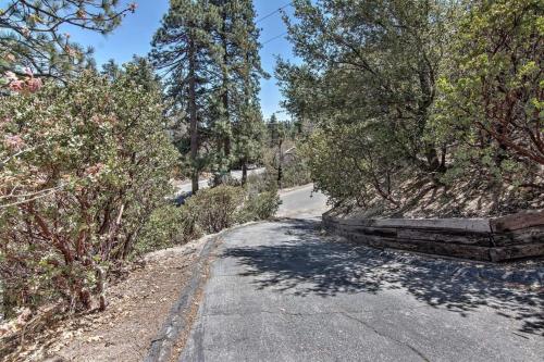 an empty road with trees on either side at Blissfully Wild -with Hot Tub and pets are welcome in Idyllwild