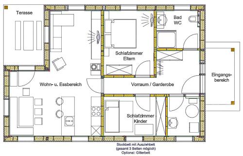 a floor plan of a house at Ferienhaus Schlagerbauer Biohof in Salzburg