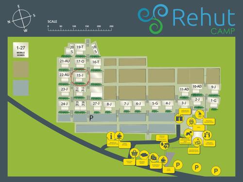a floor plan of a parking lot with yellow signs at Mobile House 4 you, Camp Rehut in Murter