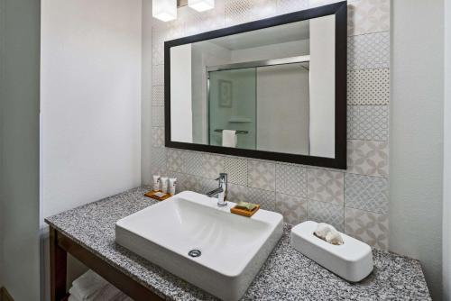 a bathroom with a white sink and a mirror at Country Inn & Suites by Radisson, Salisbury, MD in Salisbury