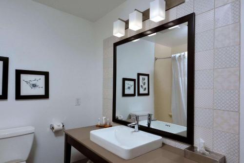 a bathroom with a sink and a mirror at Country Inn & Suites by Radisson Asheville West in Asheville