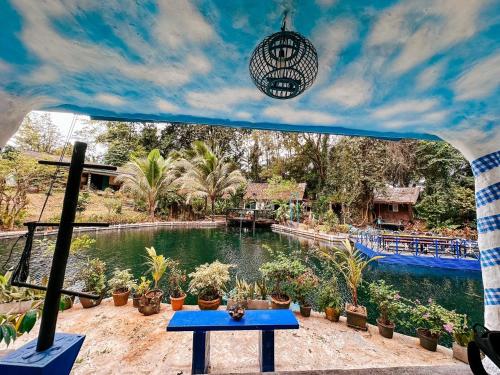 a view of a pool of water with potted plants at Baan Suanthip Homestay - Aoluek Natural Retreat in Ao Luk