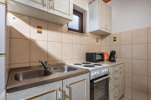 uma cozinha com um lavatório e um fogão em Studio Apartment Iva - Happy Rentals em Rijeka