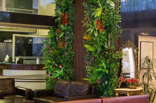 安卡拉的住宿－Grand Wonne Hotel，一间有墙覆盖着植物的房间