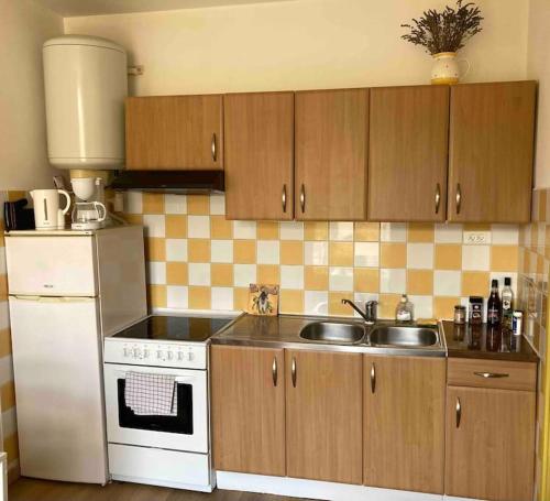 Dapur atau dapur kecil di Appartement dans un immeuble historique avec cour
