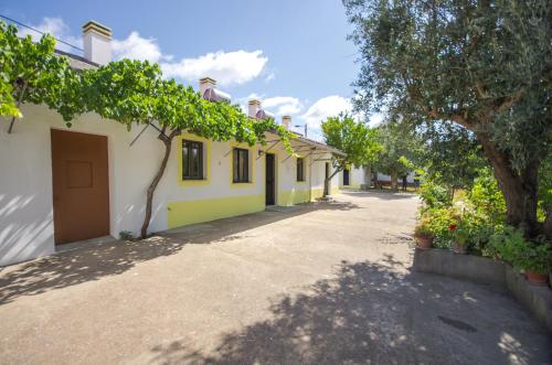 a row of buildings with trees and a street at Oliveira Country House in Figueira e Barros