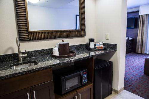 una habitación de hotel con fregadero y microondas en Hampton Inn & Suites Lake Placid, en Lake Placid