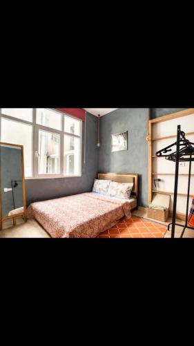 - une chambre avec un lit dans une pièce dotée de fenêtres dans l'établissement Shiva Suites, à Istanbul