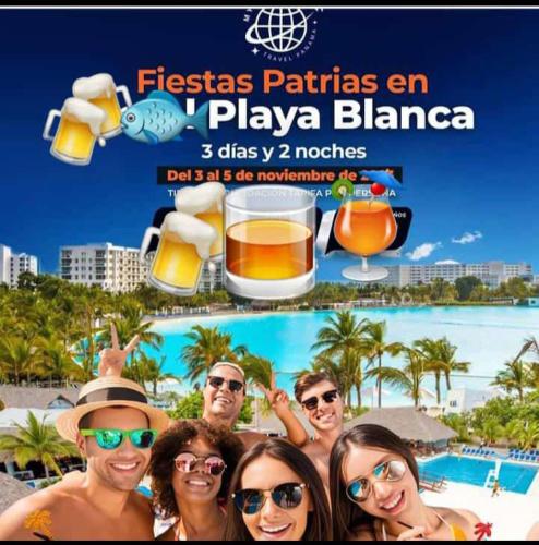 a poster of a group of people posing for a picture at suplayablanca Río Hato Antón Coclé in Loma del Naranjo