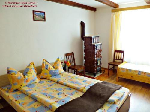 Ένα ή περισσότερα κρεβάτια σε δωμάτιο στο Pensiunea Valea Cernei