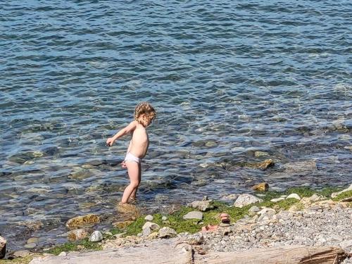a young child standing in the water at the beach at Cozy Home in Niagara-on-the-Lake in Niagara on the Lake