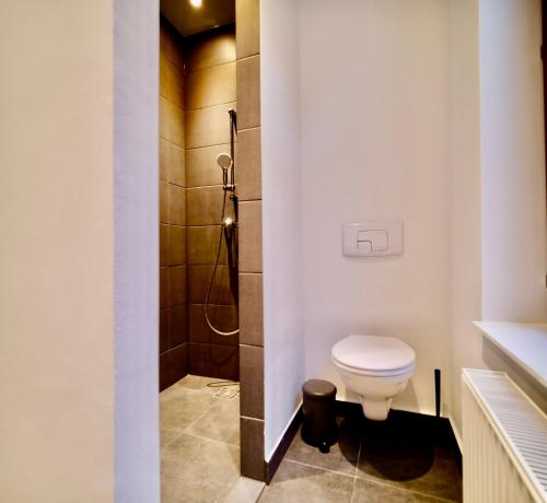 a bathroom with a toilet and a shower at Smart Appart - City Center in Brussels