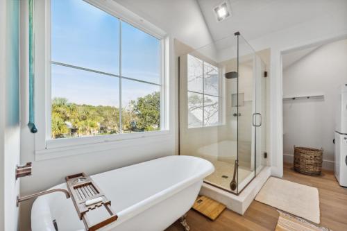 A bathroom at Incredible Sullivan's Island Home with Pool - Monthly Rental Only