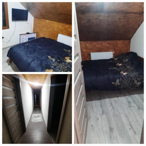 RâșcaにあるCabana în zona turisticaのベッドルーム1室、ベッド1台が備わります。