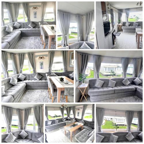 a collage of photos of a living room at Withernsea Sands - Disabled friendly (maple grove) in Withernsea