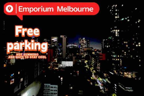 a sign that reads free parking in a city at “Urban Oasis ” Central emporium apt ,Free Parking in Melbourne