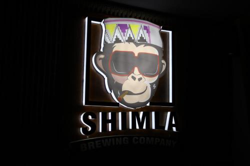 a picture of a monkey with sunglasses at Hotel Willow Banks Shimla in Shimla