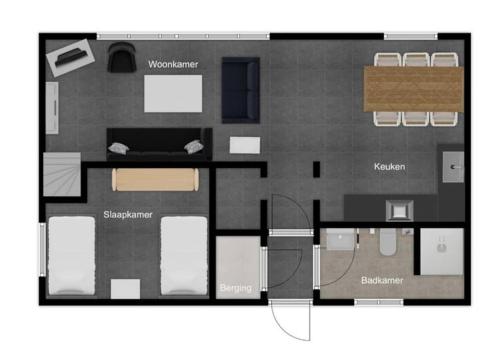 un diagrama del plano del piso de un apartamento en Lamsoor 14*, en Nieuwvliet