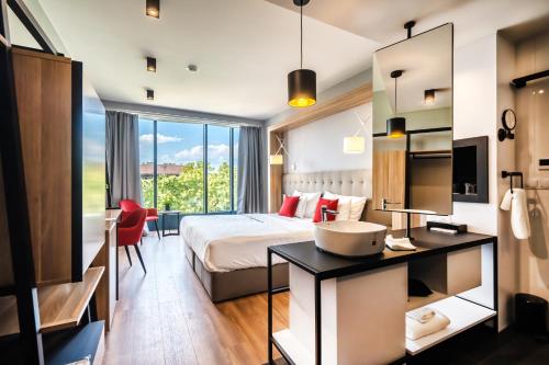 Posteľ alebo postele v izbe v ubytovaní Up Hotel Budapest